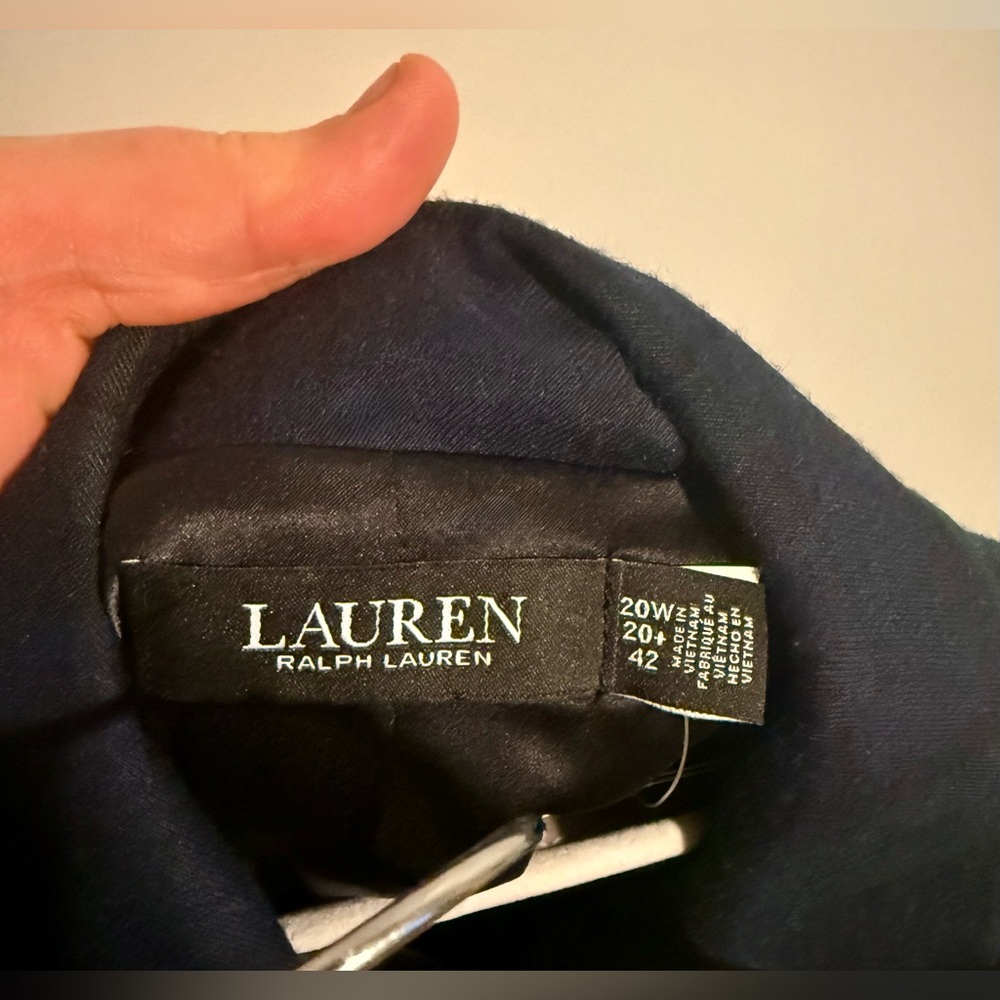 Lauren Ralph Lauren Green Navy Plaid Blazer Black Satin Trim Holiday Preppy 20W - Picture 8 of 9